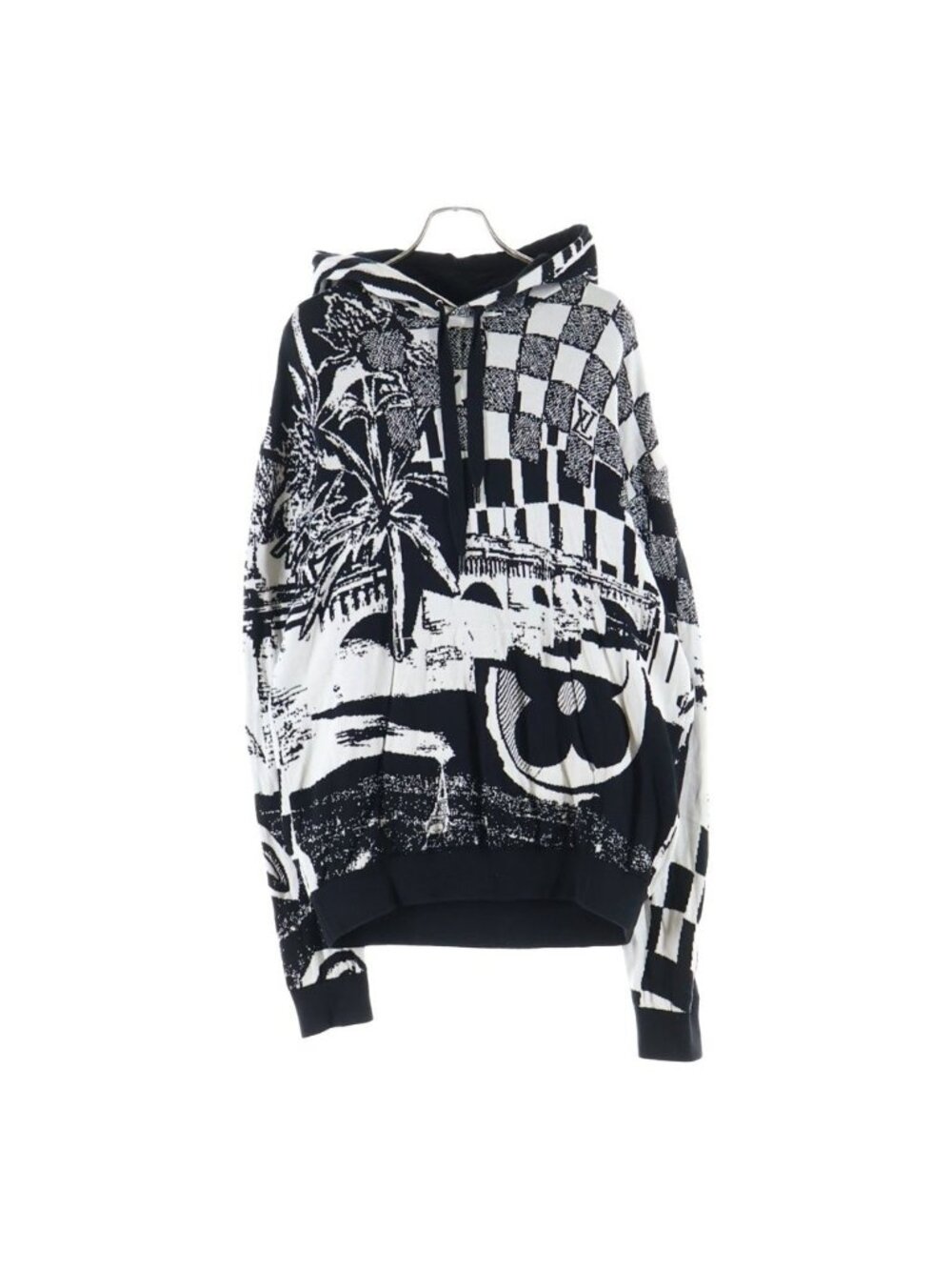 Louis Vuitton Paris Collage Jacquardpullover Hoodie Black White